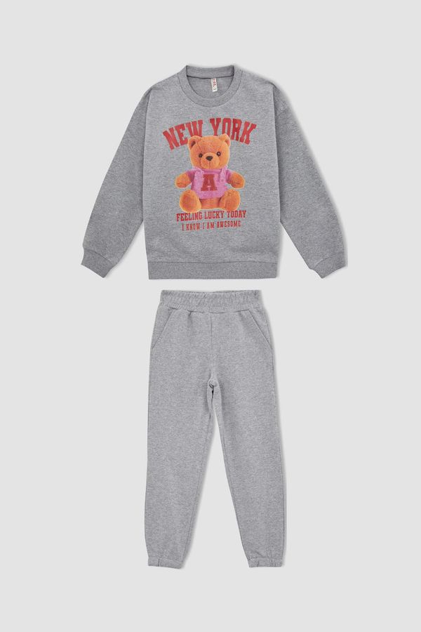 DEFACTO DEFACTO Girl Long Sleeve Bear Print Pyjamas Set