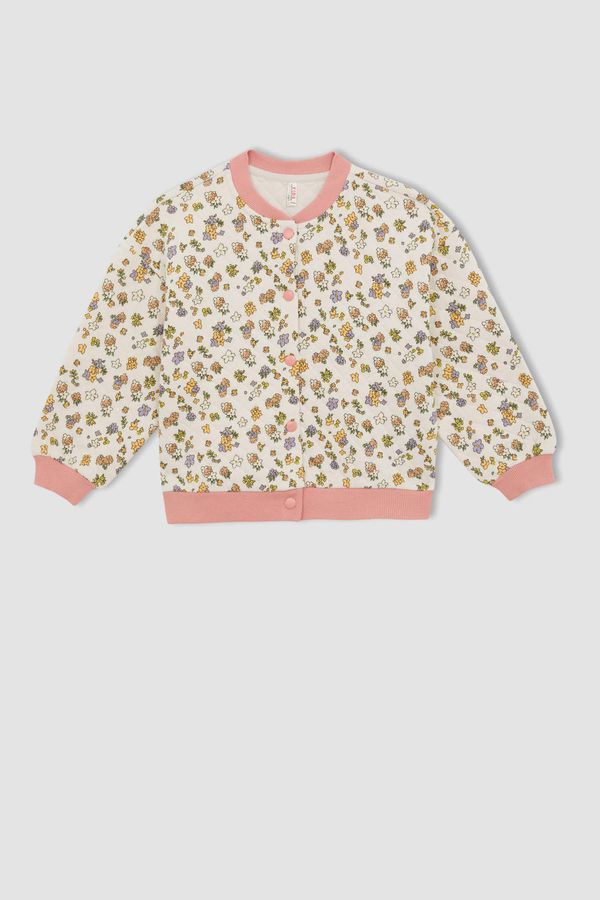 DEFACTO DEFACTO Girl Long Sleeve Floral Print Bomber Jacket