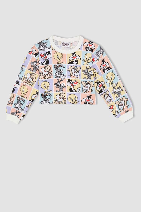 DEFACTO DEFACTO Girl Looney Tunes Crop Crew Neck Patterned Sweatshirt