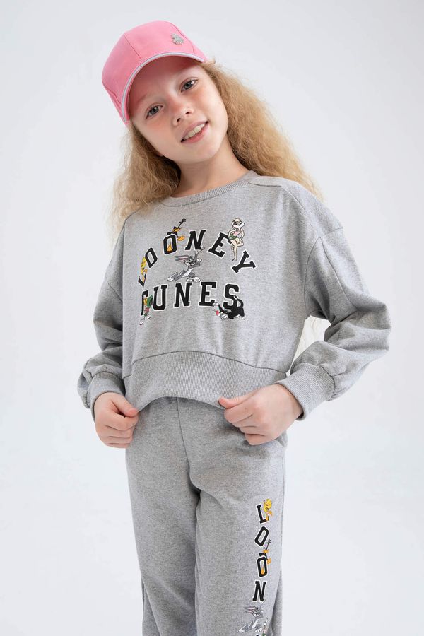 DEFACTO DEFACTO Girl Looney Tunes Crop Crew Neck Sweatshirt