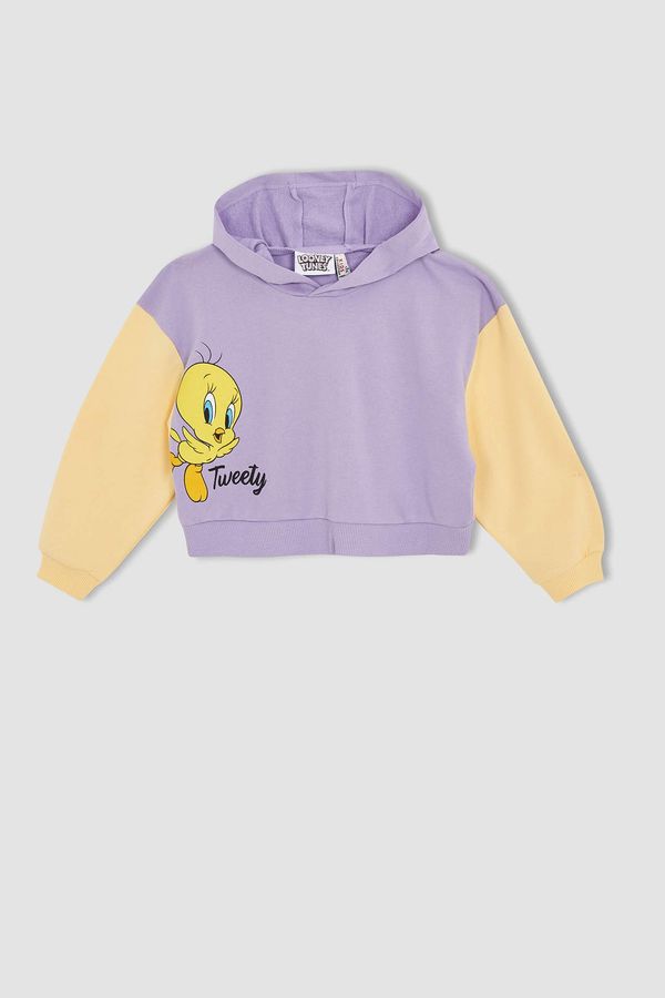 DEFACTO DEFACTO Girl Looney Tunes Crop Hoodie Sweatshirt