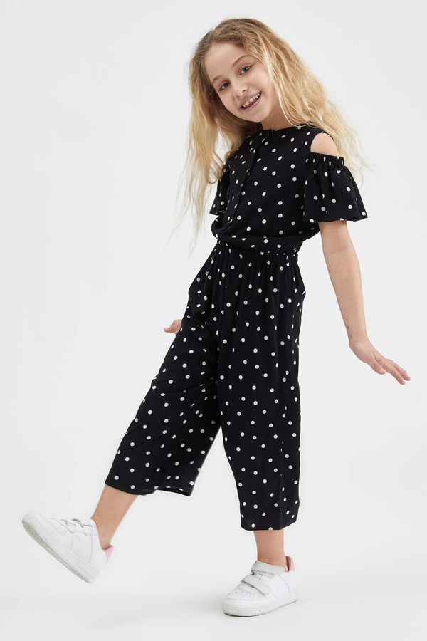 DEFACTO DEFACTO Girl Open Shoulder Polka Dot Printed Jumpsuit