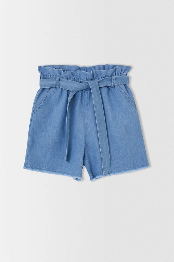 DEFACTO DEFACTO Girl Paperbag Fit High Waisted Denim Shorts