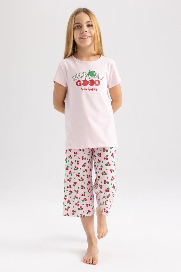 DEFACTO DEFACTO Girl Patterned Short Sleeve Pajamas Set