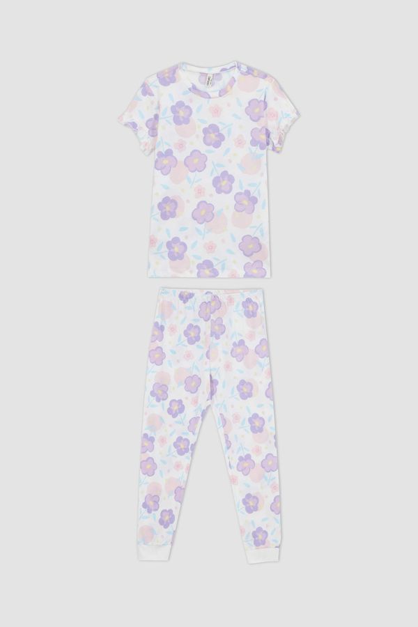 DEFACTO DEFACTO Girl Patterned Short Sleeve Pajamas Set