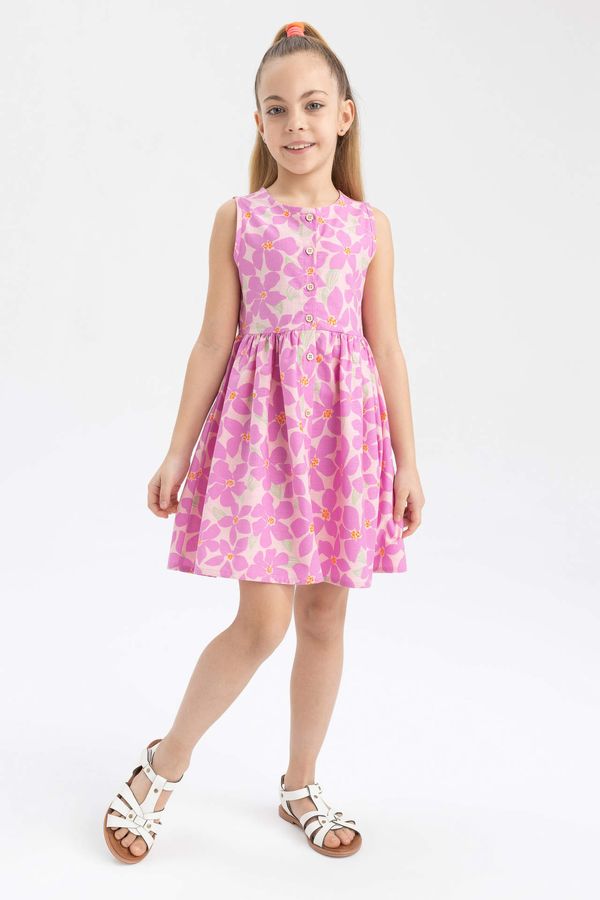 DEFACTO DEFACTO Girl Patterned Sleeveless Cotton Dress