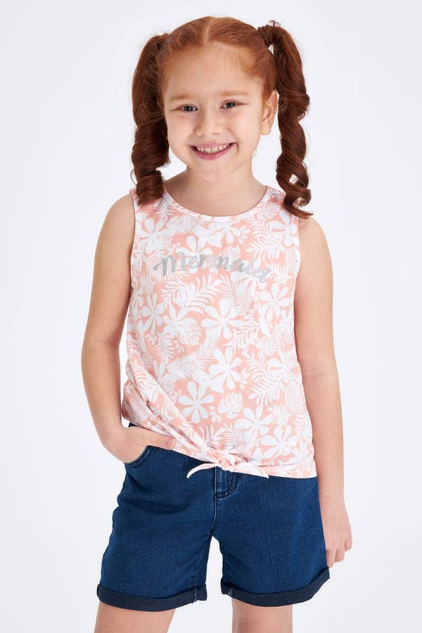 DEFACTO DEFACTO Girl Printed Top With Front Tie Detail