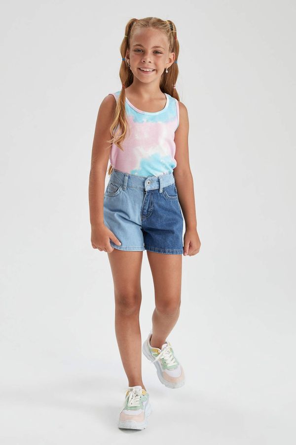 DEFACTO DEFACTO Girl Regular Fit Colour Block Jean Shorts