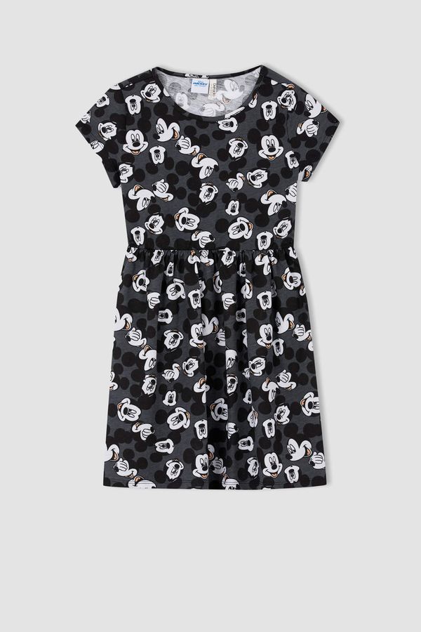 DEFACTO DEFACTO Girl Regular Fit Short Sleeve Disney Mickey And Minnie Print Dress