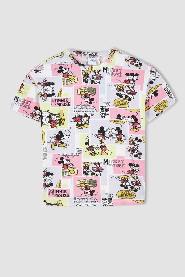 DEFACTO DEFACTO Girl Regular Fit Short Sleeve Disney Mickey & Minnie Print T-Shirt