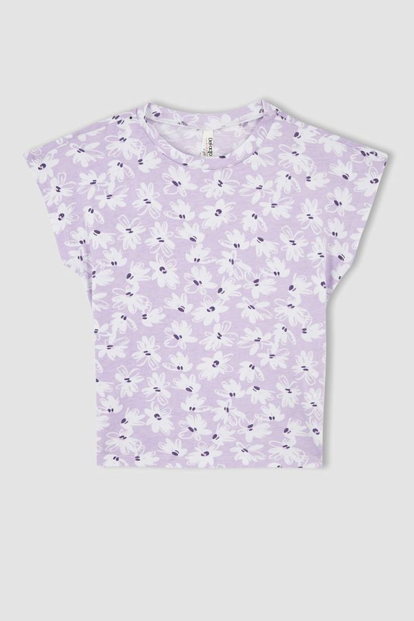 DEFACTO DEFACTO Girl Regular Fit Short Sleeve Floral Print Shirt