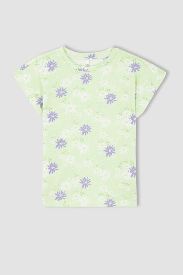 DEFACTO DEFACTO Girl Regular Fit Short Sleeve Floral Print Shirt