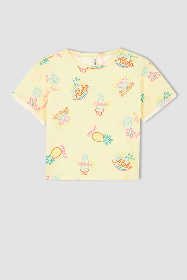 DEFACTO DEFACTO Girl Regular Fit Short Sleeve Pineapple Print T-Shirt