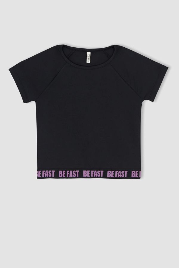 DEFACTO DEFACTO Girl Regular Fit Short Sleeve Slogan Print T-Shirt
