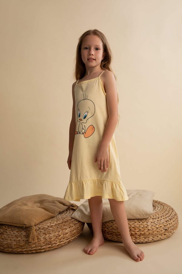 DEFACTO DEFACTO Girl Regular Fit Strappy Looney Tunes Print Dress