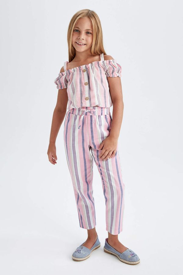 DEFACTO DEFACTO Girl Relaxed Fit Striped Harem Trousers With Waist Tie