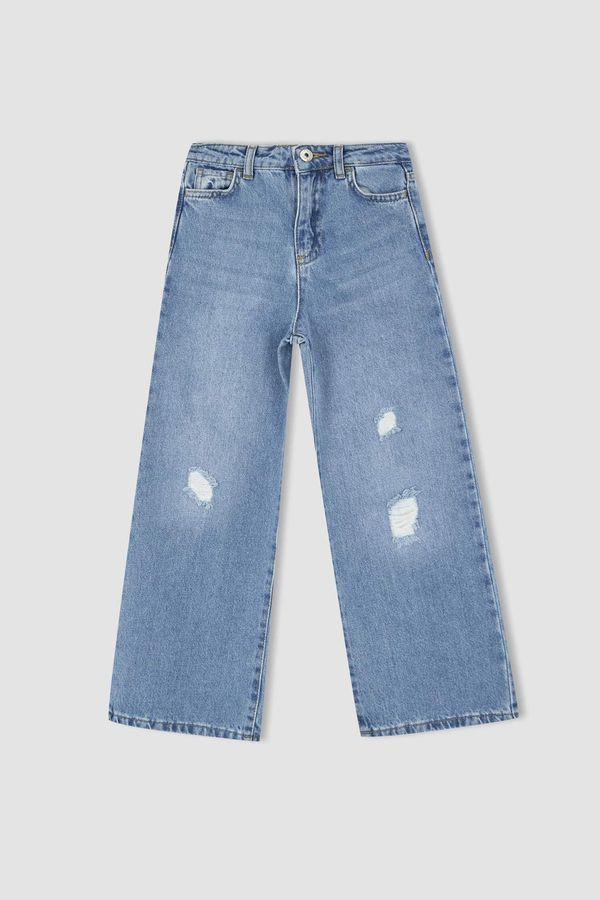 DEFACTO DEFACTO Girl Ripped Wide Leg Jean Trousers