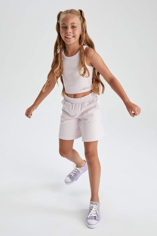 DEFACTO DEFACTO Girl Text Printed Cropped Tank Top And Shorts Set