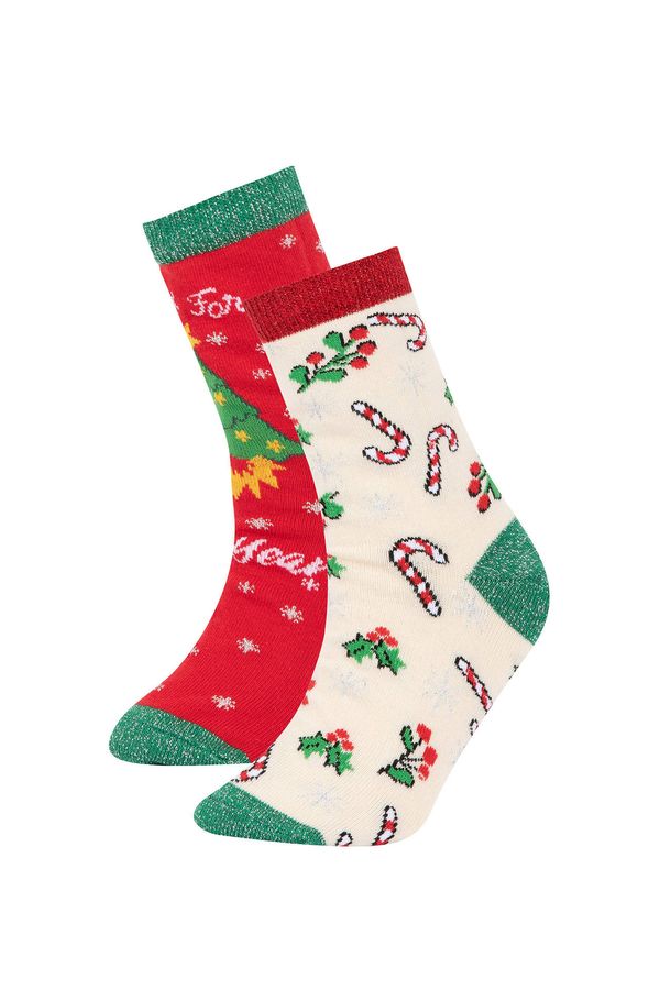 DEFACTO DEFACTO Girl's Christmas Themed 2-Pack Cotton Long Socks