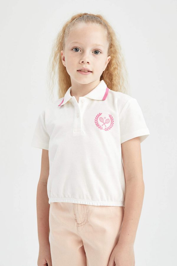 DEFACTO DEFACTO Girl's Crop Short Sleeve Pique Short Sleeve Polo T-Shirt