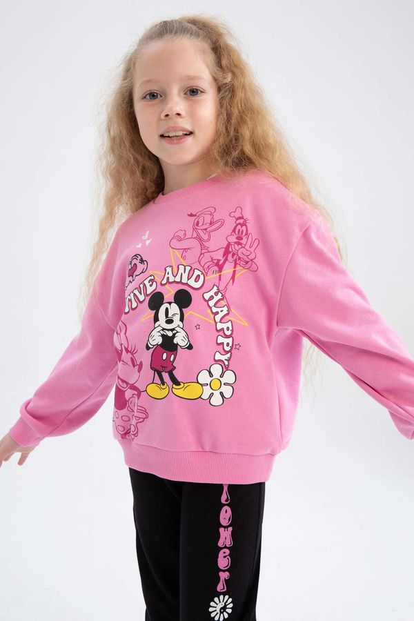 DEFACTO DEFACTO Girls Disney Mickey Mouse Regular Fit Crew Neck Sweatshirt