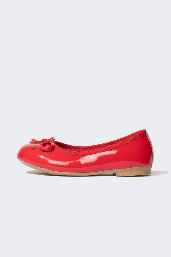 DEFACTO DEFACTO Girl's Flat Sole Red Faux Leather Patent Leather Flats