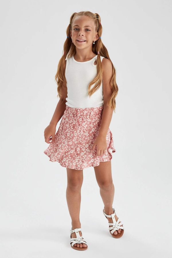 DEFACTO DEFACTO Girl's Floral Patterned Elastic Waist Mini Skirt