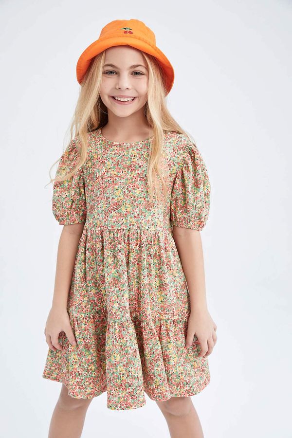 DEFACTO DEFACTO Girls Floral Short Sleeve Dress