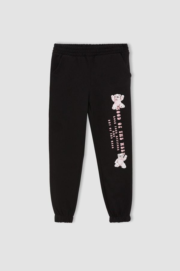 DEFACTO DEFACTO Girl's Jogger Standard Fit Teddy Bear Printed Tracksuit Bottoms