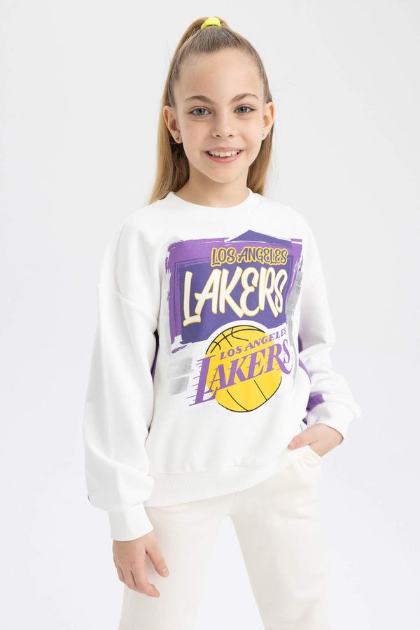 DEFACTO DEFACTO Girls NBA Los Angeles Lakers Regular Fit Crew Neck Sweatshirt