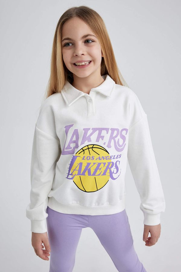 DEFACTO DEFACTO Girls NBA Los Angeles Lakers Regular Fit Polo Neck Sweatshirt