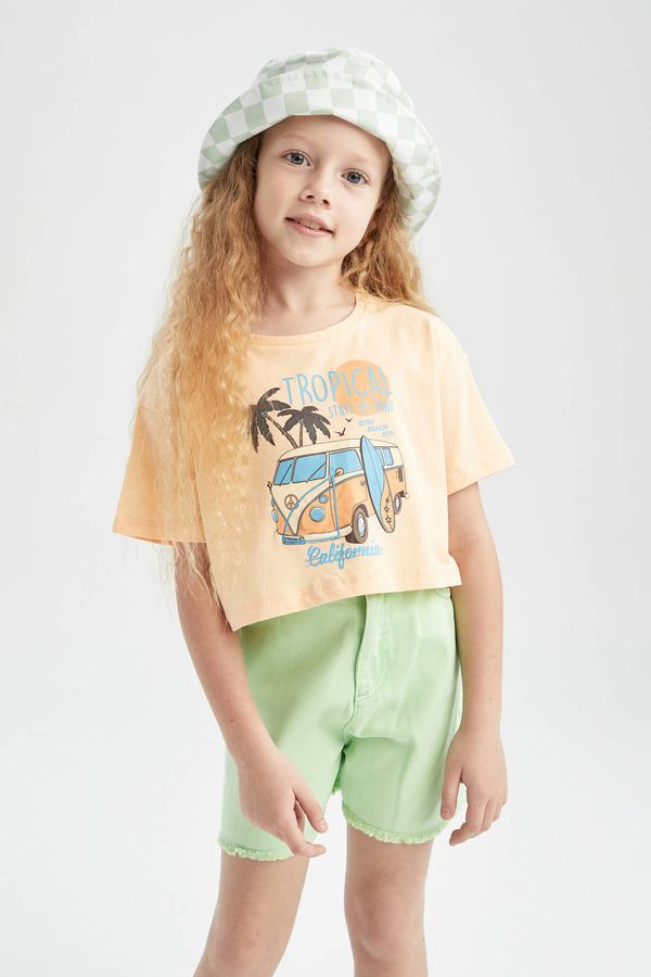 DEFACTO DEFACTO Girl's Printed Touch-Light Short Sleeve T-Shirt