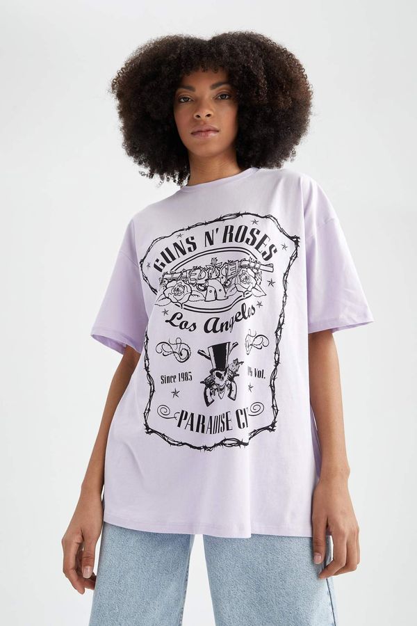 DEFACTO DEFACTO Guns N' Roses Oversize Fit Crew Neck Printed Short Sleeve T-Shirt