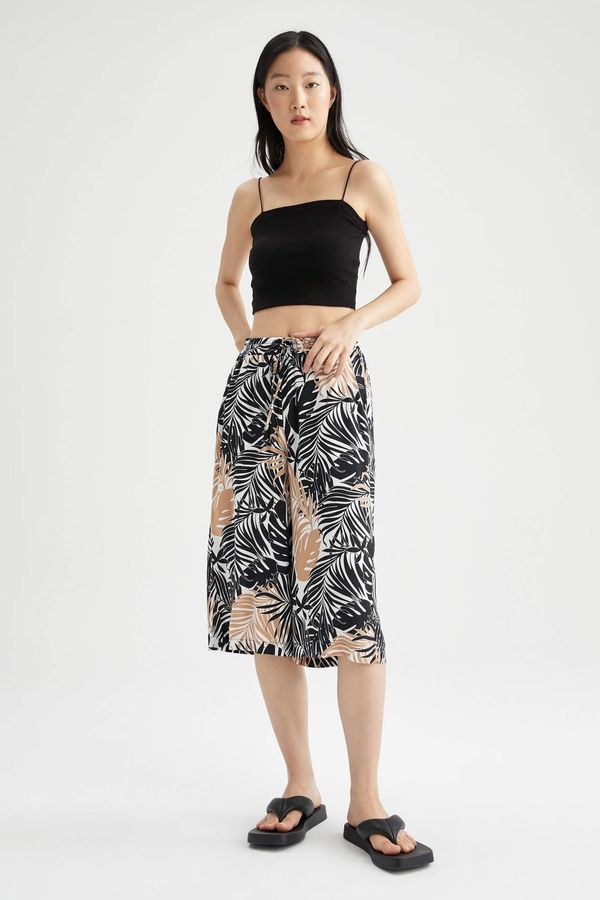 DEFACTO DEFACTO High Waisted Floral Print Viscose Crop Chinos