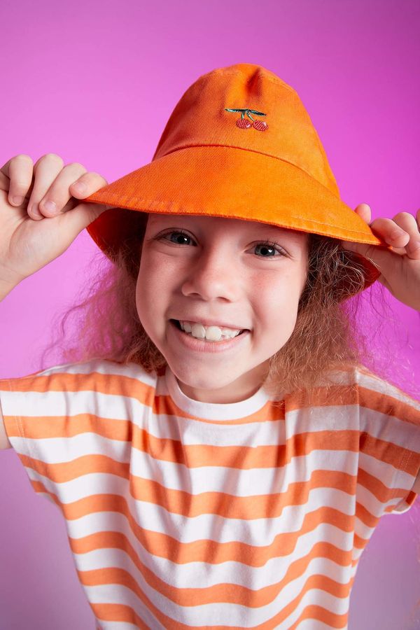 DEFACTO DEFACTO Kız Çocuk Nakışlı Pamuklu Bucket Şapka