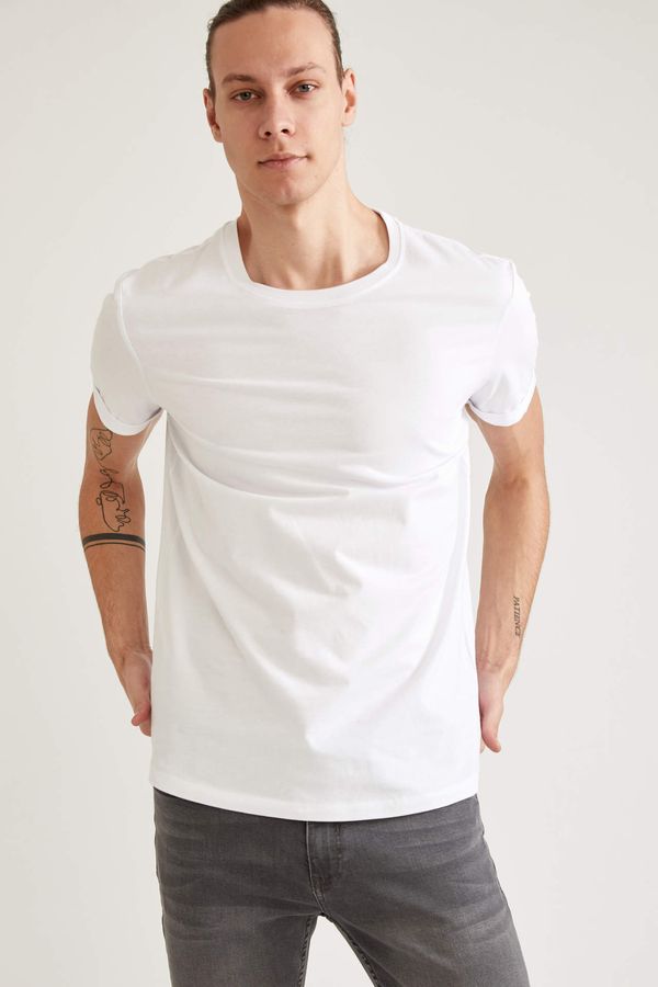DEFACTO DEFACTO Long Fit Crew Neck Short Sleeve Knitted T-Shirt