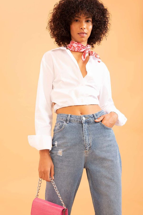 DEFACTO DEFACTO Long Sleeve Poplin Crop Shirt