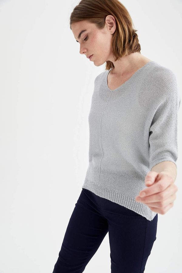 DEFACTO DEFACTO Long Sleeve V-Neck Knit Sweater