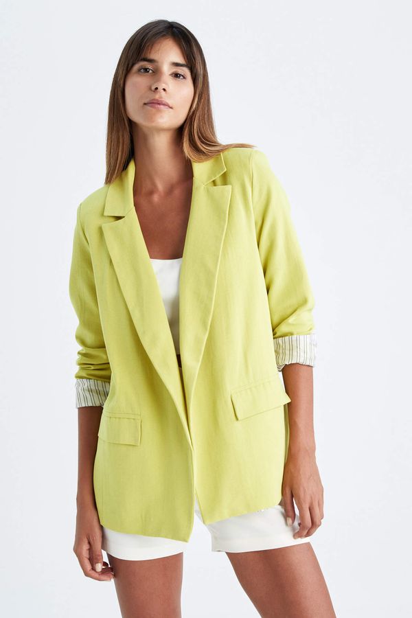 DEFACTO DEFACTO Loose Fit Jacket Collar Linen Blend Blazer