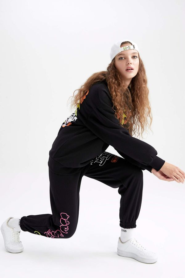 DEFACTO DEFACTO Loose Fit Printed Thick Sweatshirt Fabric Trousers