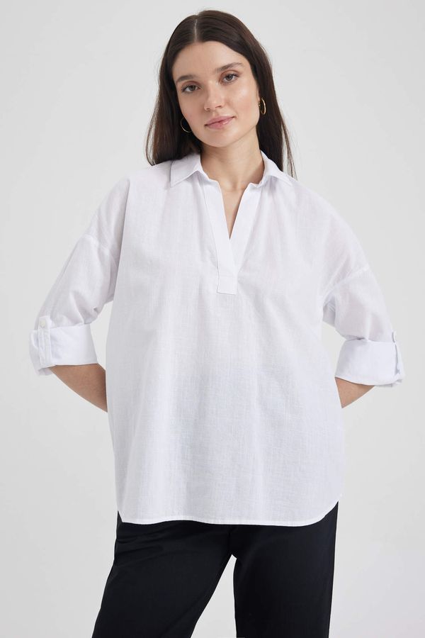 DEFACTO DEFACTO Loose Fit V-Neck Long Sleeve Blouse