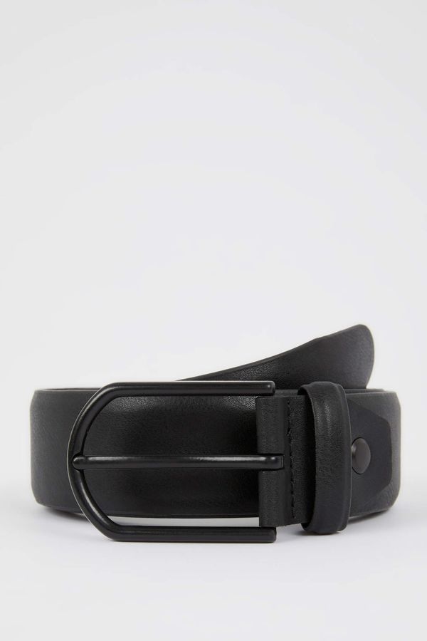 DEFACTO DEFACTO Men's Rectangle Buckle Faux Leather Belt