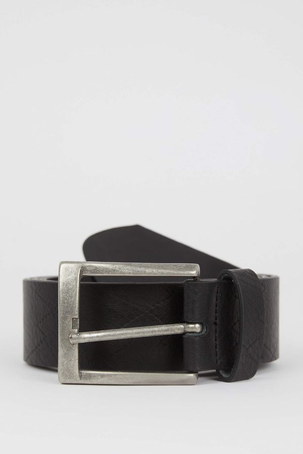 DEFACTO DEFACTO Men's Rectangle Buckle Faux Leather Belt