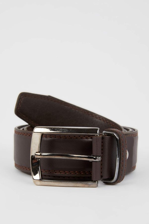 DEFACTO DEFACTO Men's Rectangle Buckle Leather Look Belt