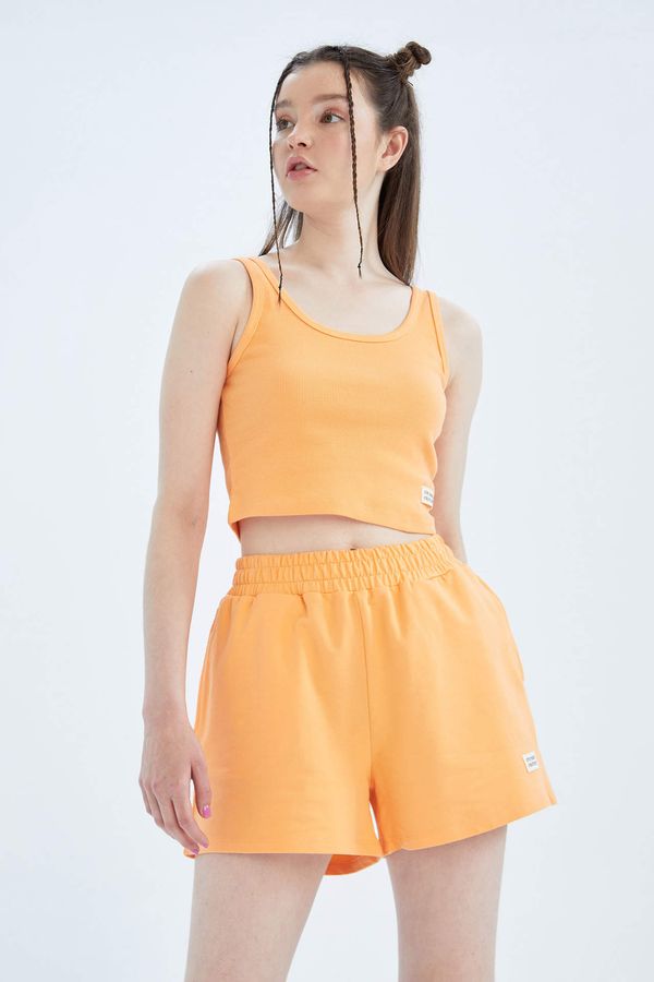 DEFACTO DEFACTO Minimal Slogan Print Mini Shorts