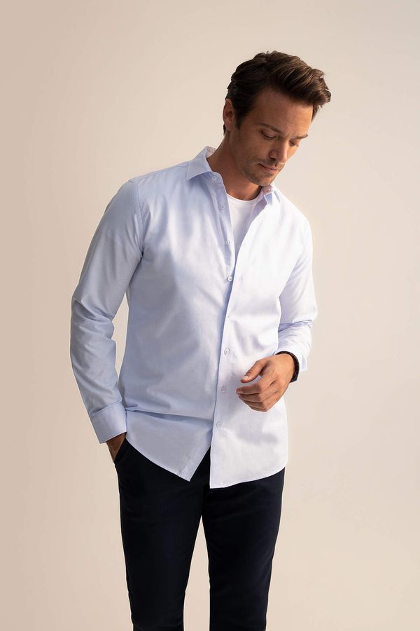 DEFACTO DEFACTO Modern Fit Italian Collar Cotton Long Sleeve Classic Shirt