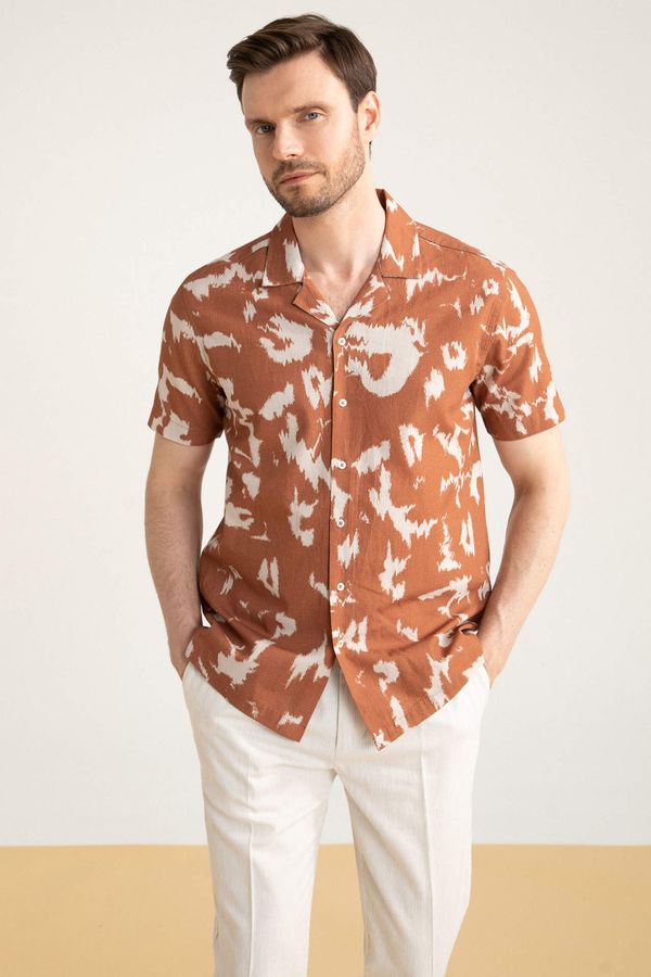 DEFACTO DEFACTO Modern Fit Patterned Short Sleeve Cotton Shirt