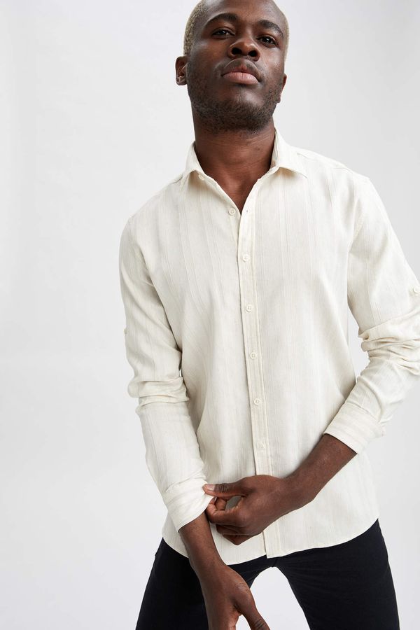 DEFACTO DEFACTO Modern Fit Textured Long Sleeve Shirt