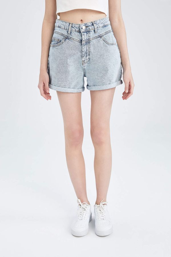 DEFACTO DEFACTO Mom Fit High Waisted Mini Jean Short