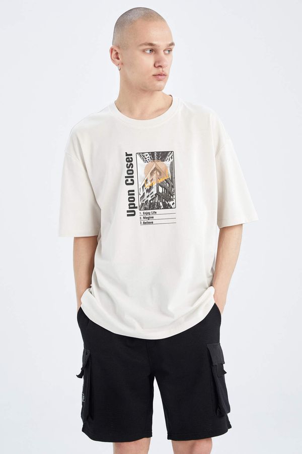 DEFACTO DEFACTO Oversize Fit Crew Neck Photo Printed Short Sleeve T-Shirt